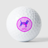 Balles De Golf Beagle Hound Dog Silhouette Hot Rose & Blue (Recto)