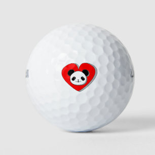 Balles De Golf Bear Panda Et Dessin De Coeur Rouge