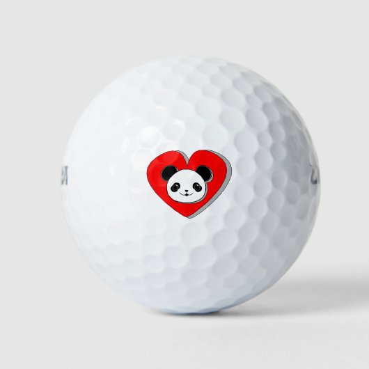 Balles De Golf Bear Panda Et Dessin De Coeur Rouge (Devant)