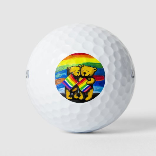 Balles De Golf Bears Love Couple LGBT Arc-en-ciel (Devant)