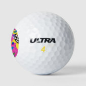 Balles De Golf Beau Motif Surreal Pink et Checkerboard (Logo)
