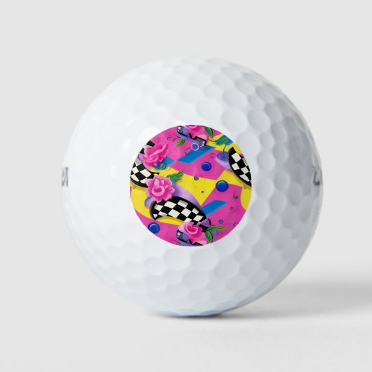 Balles De Golf Beau Motif Surreal Pink et Checkerboard (Devant)