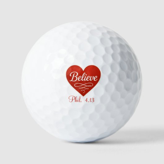 Balles De Golf Believe red and white heart (Recto)