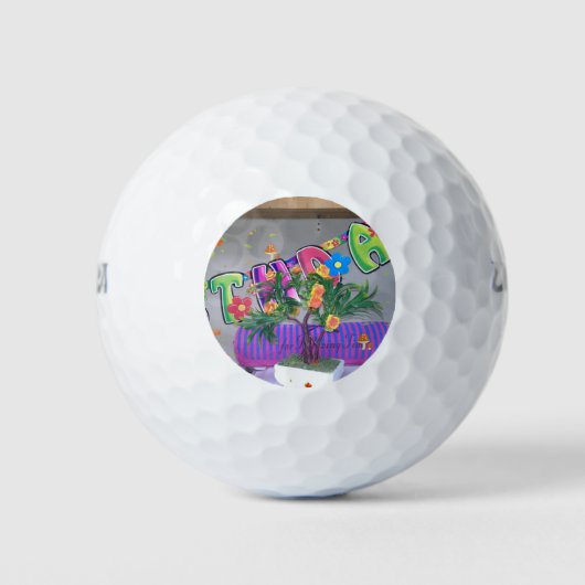 Balles De Golf Belle couleur Art d'anniversaire Imprimer (Devant)