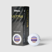 Balles De Golf Belles rayures bleues orange (Emballage)