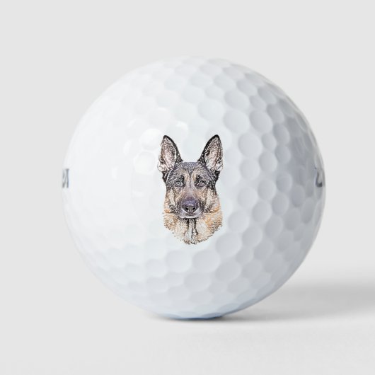 Balles De Golf Berger allemand Sketted Dog Art (Devant)