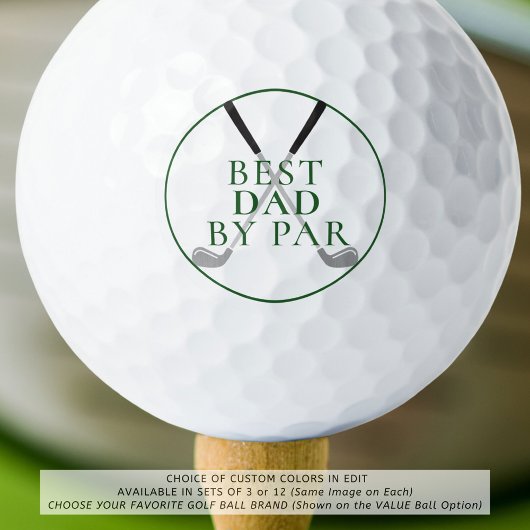 Balles De Golf BEST DAD BY PAR PAR Funny Green Golf Clubs