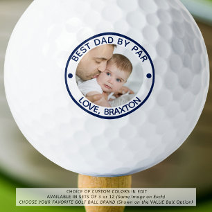 Balles De Golf BEST DAD BY PAR PAR Photo Personnalisé Bleu