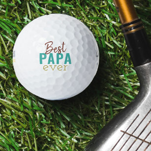 Balles De Golf Best Papa Ever Rouille Turquoise et Typographie Or