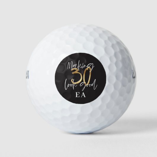 Balles De Golf Black et or fun 30e anniversaire (Devant)