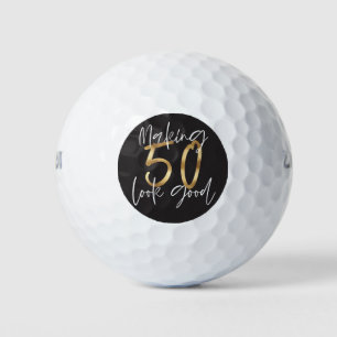 Balles De Golf Black et or fun 50e anniversaire