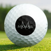 Balles De Golf Black Gray Custom Monogram Name Initial