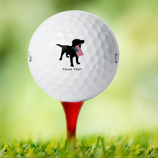 Balles De Golf Black Lab Dog tenant le drapeau américain, 4 juill
