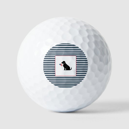 Balles De Golf Black Lab Silhouette American Flag Patriotique (Recto)
