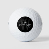 Balles De Golf Black Modern Script Personnalisé Monogramme et nom (Devant)