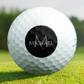 Balles De Golf Black Monogram Name Initial Custom 
