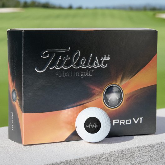 Balles De Golf Black Monogram Name Initial Custom