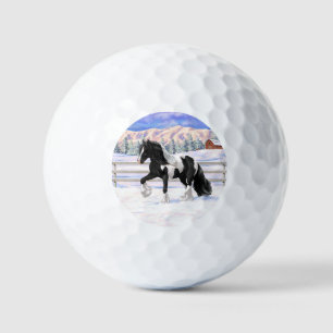 Balles De Golf Black Pinto Piebald Gypsy Vanner Chien de Cheval G