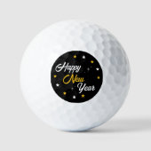 Balles De Golf Black White & Gold Bonne année (Recto)