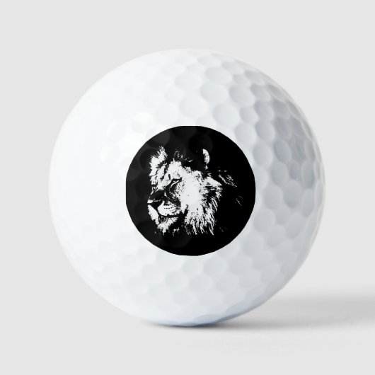Balles De Golf Black White Lion - Animal Pop Art (Recto)