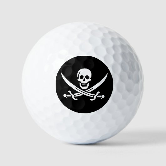 Balles De Golf Blanc, Drapeau Pirate Calico Jack, Crâne & Cutlass (Recto)