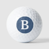 Balles De Golf Blanc Monogramme clair bleu denim Valeur d'impress (Recto)