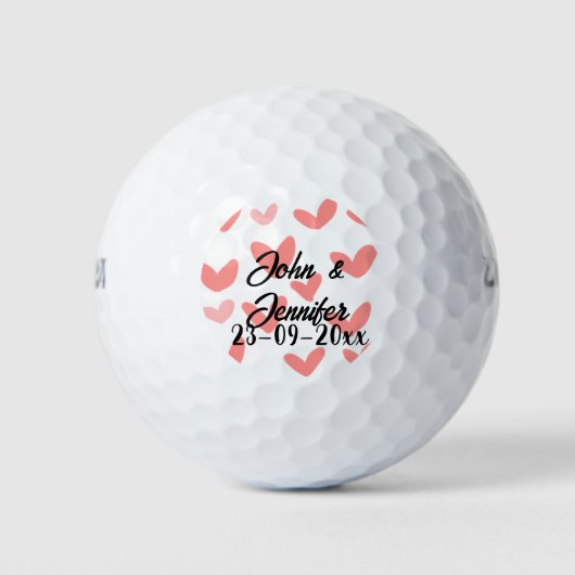 Balles De Golf blanc simple style de texte mariage rouge coeur (Devant)