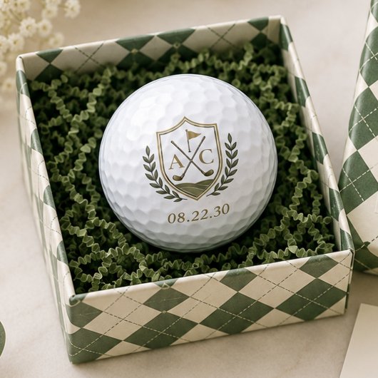 Balles De Golf Blason de golf de mariage à monogramme élégant