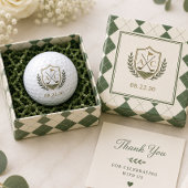 Balles De Golf Blason de golf de mariage à monogramme élégant