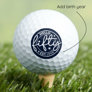 Balles De Golf Bleu de la Marine Bonjour Cinquante-Anniversaire