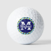 Balles De Golf Bleu Framboise Citron Argyle Monogrammé Prépa (Recto)