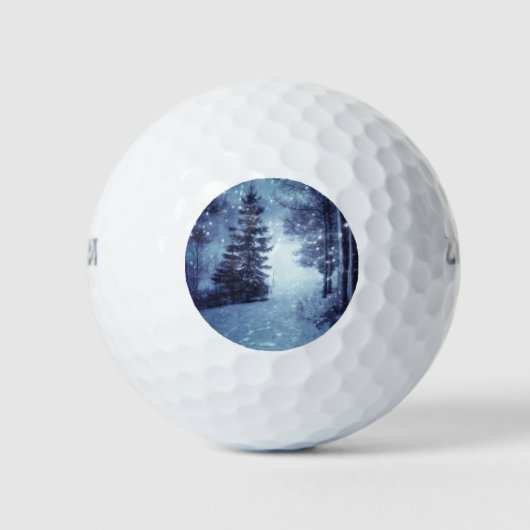Balles De Golf Bleu Moonlit Forêt magique Scène d'hiver (Devant)