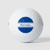 Balles De Golf Bleu profond Blancs Nom Monogramme (Devant)