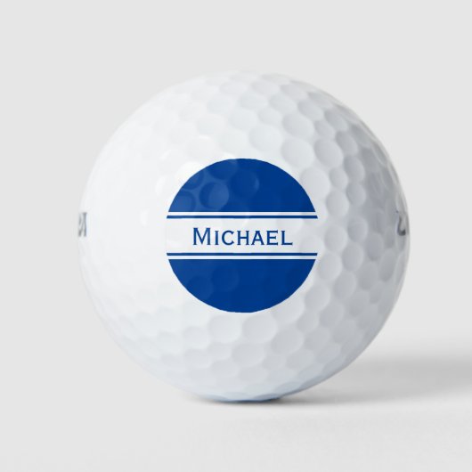 Balles De Golf Bleu profond Blancs Nom Monogramme (Devant)