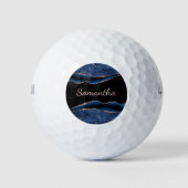 Balles De Golf Blue Agate Rose Gold Nom Golf Balls (Devant)