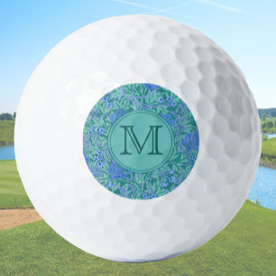 Balles De Golf Blue Floral William Morris Custom Initial Ladies