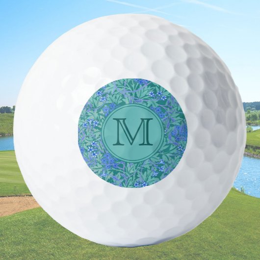 Balles De Golf Blue Floral William Morris Custom Initial Ladies