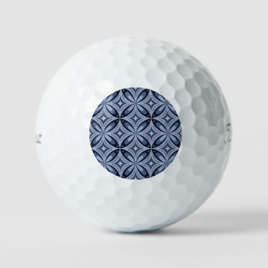 Balles De Golf Blue Geometric Pattern Retro Style (Recto)