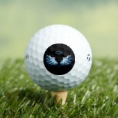 Balles De Golf Blue Glowing Angel Wings on black background (T-shirt Insitu)