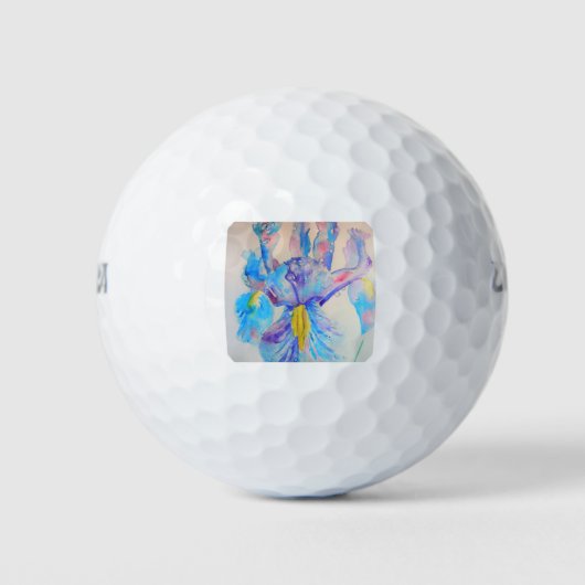 Balles De Golf Blue Iris Art floral Aquarelle Design (Devant)