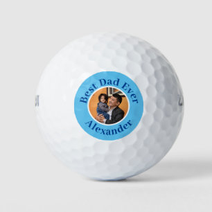 Balles De Golf Blue Modern Best Papa jamais ajouter photo nom