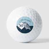 Balles De Golf Blue Owl Grey Nom du monogramme (Recto)