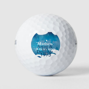 Balles De Golf Blue rustique aquarelle jeans texture ajouter le n
