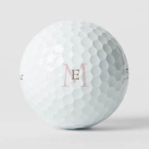 Balles de golf Blush & Gold Monogram Woman Titleis