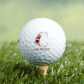 Balles De Golf Blush Rose Floral Initiale C Monogramme (T-shirt Insitu)
