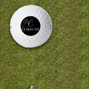 Balles De Golf Boho aquarelle botanique C noir