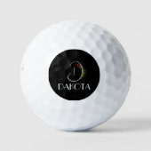 Balles De Golf Boho aquarelle monochrome lettre D noir (Devant)
