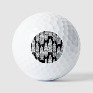 Balles De Golf Boho plumes : motif noir et blanc