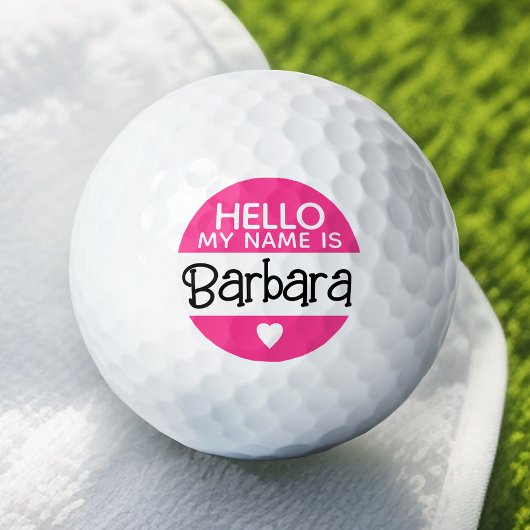 Balles De Golf Bonjour mon nom est - Hot Pink - Custom Cute Name
