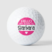 Balles De Golf Bonjour mon nom est - Hot Pink - Custom Cute Name (Recto)